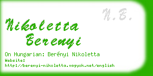 nikoletta berenyi business card